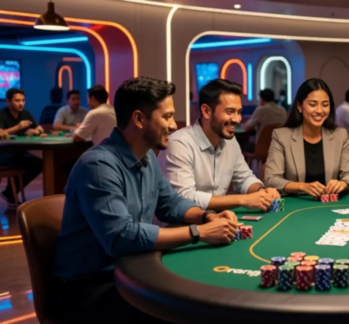 Gezellige pokertafel bij 