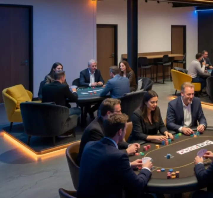 Moderne poker- en eventruimte bij 